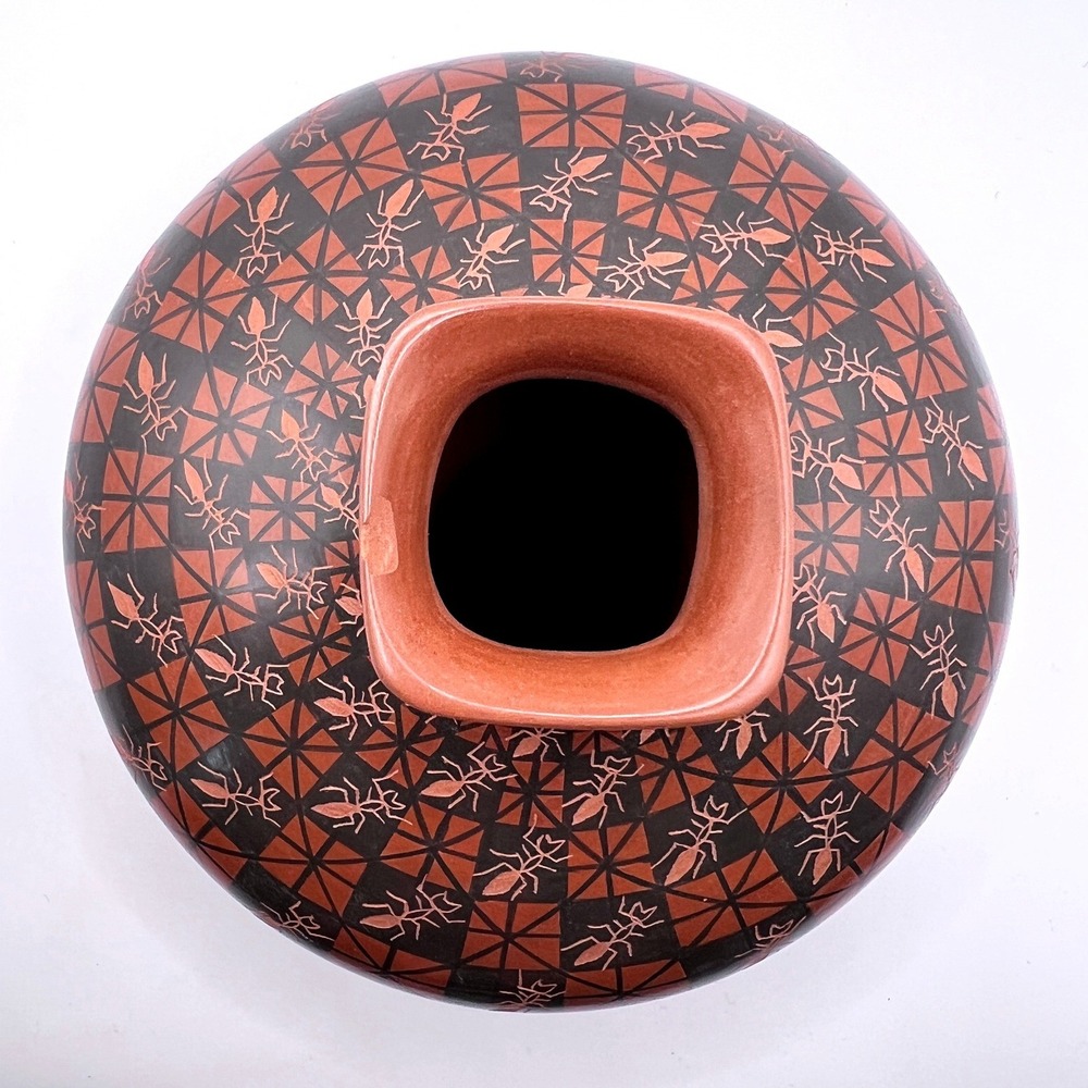 Yoly Ledezma Mata Ortiz Seed Jar 5in Red Black Good Polychrome Ant Pottery - Picture 3 of 8